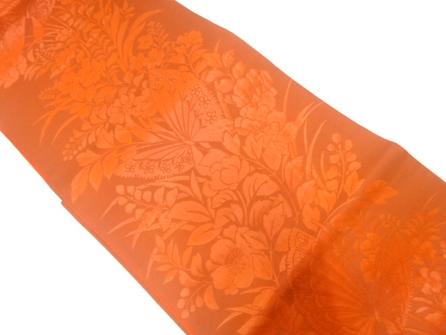 JAPANESE FUKURO OBI / URUSHI / WOVEN FLOWERS